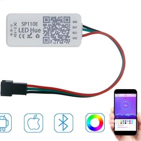 Resim El Kumandası SP110E Rgb Uzaktan Kumanda LED Işık Bluetooth Remote Controller Kontrol 5metre Dc 5-24V 