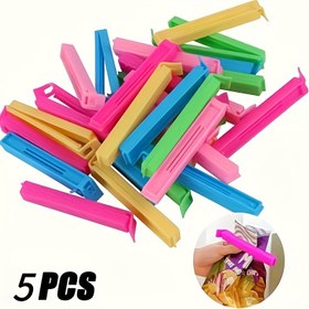 Resim 5'li Yeniden Kullanılabilir Plastik Gıda Poşet Klipsleri Seti - Tazelik Koruyucu Nem ve Toz Dirençli Mutfak Saklama Aksesuarları 