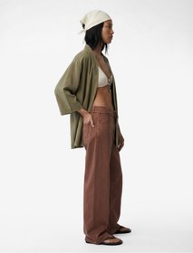 Resim Koton Kupro Viskon Kumaş Cepli 3/4 Kol Oversize Kimono 