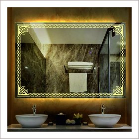 Resim Dnr-Mirror70x100 Cm Günışığı Ledli Tasarım Kumlamalı Banyo Aynası Makyaj Aynası Işıklı Ayna 