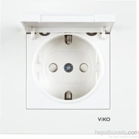 Resim Viko Karre Kapaklı Topraklı Priz Çocuk Korumalı Beyaz 