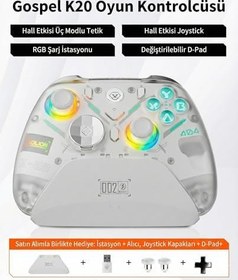 Resim Coverzone Hall Efect Kablosuz Oyun Kolu, RGB Şarj İstasyonlu, 3 Modlu Hassas Tetik, Drift Önleyici Joystick, Değiştirilebilir D-Pad, Kablosuz Bluetooth 2.4G PC Konsol Uyumlu | Aolion K20 (Pembe) 