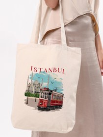 Resim Çınar Bez Çanta Bagg İstanbul Tramway Baskılı Bez Çanta - Standart / Standart 
