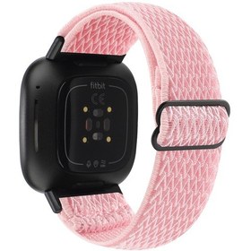 Resim Fitbit Versa 3/versa Sense İçin Ayarlanabilir Naylon Dalga Desenli Akıllı Kordonlu Saat Bilek Kayışı 