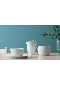 Resim 6 Parça Ofantlıgt Kase Takımı Meridyendukkan Beyaz Renk Modern Klasik 13 Cm Feldispat Porselen 