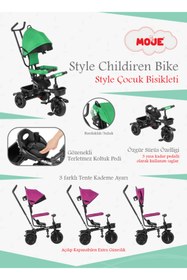 Resim Moje Style Ebeveyn Kontrollü Tenteli Üç Tekerli 1-5 Yaş Bebek Bisikleti 
