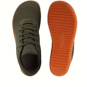 Resim AMAWEI Minimalist Geniş Ayakta Yürüyüş Sneakerları - Erkek ve Kadınlar İçin, Zero Drop Taban, Hafif Nefes Alabilen Kumaş, Zeytin Yeşili/Turuncu Detaylı - Spor, Yoga, Günlük Kullanım Unisex Ayakkabı, Esnek Tabanlı, Ayarlanabilir Bağcıklı 