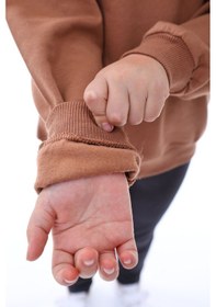 Resim Zuzunga Basic Bisiklet Yaka Şardonlu Çocuk Sweatshirt 3-10 Yaş Kahverengi 