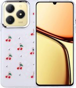 Resim Realme C61 Kılıf Kabartmalı Kelebek-kiraz-çiçek Dizayn Şeffaf Kutup Kapak Kiraz 