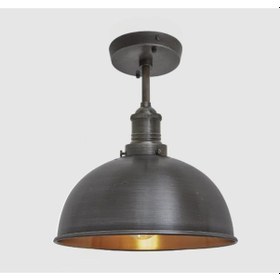 Resim Riolight Retro Siyah Içi Altın Tekli Plofonyer Avize Şapka Çapı: 