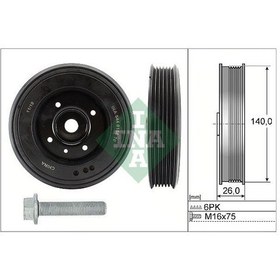 Resim Ina Krank Kasnagı 6pk Vw Golf 12-17 Passat 11- Polo 15- Seat Leon 13-20 Skoda Octavıa 04- MR00-INA-544015820 