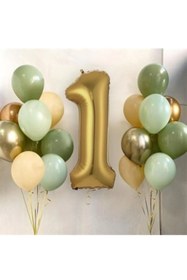 Resim Lema Store 1 yaş set 12 adet balon ve dev 1 yaş 100 cm balon 
