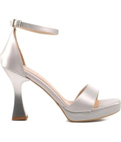 Resim Ayakmod 448183 Z Gümüş Saten Platform Topuk Kadın Topuklu Ayakkabı 
