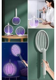 Resim Zhltools Asılabilen Ve Masaüstü Olabilen 2w Sinek Öldürücü Mor Işıklı Raket 