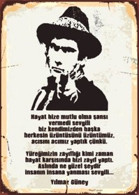 Resim Yılmaz Güney Sözlü Retro Ahşap Tablo Hayat Ve Sevgili Temalı Duygusal Tasarım 