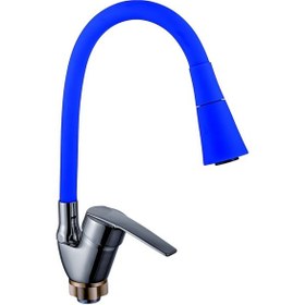 Resim Oynar Başlıklı Çelik Spiral Üzeri Silikon Kaplama Musluk Başlığı Kobra Fonksiyonlu Musluk - Mavi Siyah 