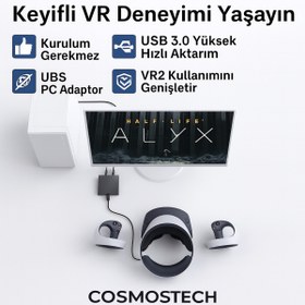 Resim cosmostech PS VR2 PC Adaptörü – PS VR2 PS5 Sanal Gerçeklik Gözlüğü ve Bilgisayar Uyumlu | USB 3.0 | PSVR2 