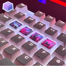 Resim New Keycaps League Of Legends Lol Master Yi Tuşları Q-w-e-r Mekanik Klavye Tuşu Artisan Keycaps 