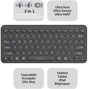 Resim Everest KB-BT16 3 Cihaz Desteği 2.4G+BT1+BT2 Türkçe Q Klavye 