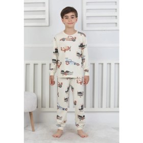 Resim Racing Car And Aeroplane Desenli Erkek Çocuk Pijama Takımı 