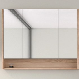 Resim Alberi Legnano Aynalı 100 cm Banyo Dolabı Üst Modül Açık Ceviz 