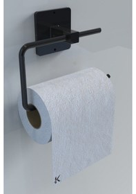 Resim Karteya Yapışkanlı Siyah Tuvalet Kağıdı Tutacağı/tuvalet Wc Kağıtlık Siyah 