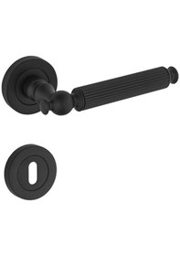 Resim Hanedan Çizgili Rozetli Siyah Oda Kapı Kolu 1 Takım 