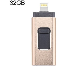 Resim Rogfer Easyflash Rqw-01b 3'ü 1 Arada Usb 2.0 Ve 8 Pin Ve Mikro Usb 32gb Flash Sürücü Altın 