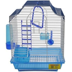 Resim Kiki Excellent Beşgen Çatılı Tek Kapılı Muhabbet Kuşu Kafesi Renkli 36x28x21 Cm 