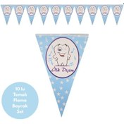 Resim İlk Dişim Nota Temalı Mavi Flama Bayrak Set Süs Tüm Yaşlar 