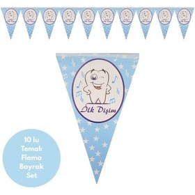 Resim İlk Dişim Nota Temalı Mavi Flama Bayrak Set Süs Tüm Yaşlar 
