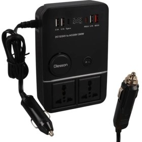 Resim Olesson 1661 Dc 12-24V 200W Oto Araç Power Inverter 2x Çakmak Girişi - 2x Type-C - 4x USB - 2x 220V Üniversal Priz 