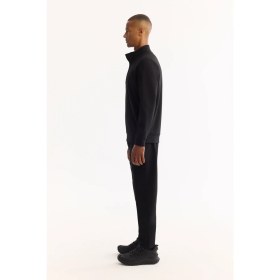 Resim AVVA Erkek Siyah Dik Yaka Fermuarlı Pamuklu Bi-Stretch Regular Fit Sweatshirt A52Y1282 