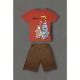 Resim Gri Mor Tekstil Erkek Çocuk Pamuklu T-Shirt Şort Takım 