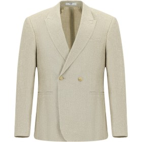 Resim Kiğılı 7 Drop Slim Fit Dar Kesim Keten Karışımlı Kruvaze Ceket 
