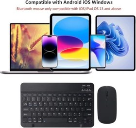 Resim Tüm Cihazlara Uyumlu Kablosuz Bluetooth Klavye ve Mause Seti Tablet Telefon iPad Samsung Galaxy Honor Redmi Lenovo Mavi 