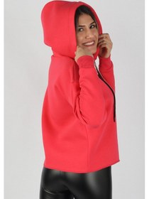 Resim Kadın Kapüşonlu Sweatshirt Nar Çok Renkli 