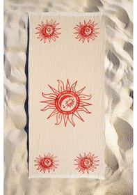 Resim Varol Organik %100 Pamuk Müslin Peştemal - Heliona Helıonakırmızı/standart Krem 