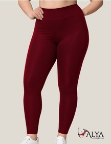 Resim Alya Underwear Toparlayıcı Yüksek Bel Kadın Günlük Spor Parlak Tayt Bordo 