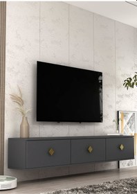 Resim 1341tv180-1ct Duvara Montaj Tv Sehpası, Antrasit-altın Antrasit-altın 