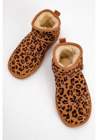 Resim Luvishoes Luvi Shoes Zaz Taba Desenli Hakiki Deri Kadın Bilekte Bot Taba 