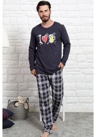 Resim Gazzaz Erkek Uzun Kol Cepli O Yaka Pijama Takım 3466A 