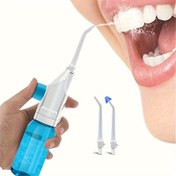 Resim 2'si 1 Arada Taşınabilir Diş Fırçası ve Su İpi - Çift Nozullu Diş Temizleyici ve Ağız Bakım Cihazı, Ev ve Seyahat İçin Uygun, Elektriksiz, Etkili Diş Hijyeni, Diş Bakımı Aksesuarları 