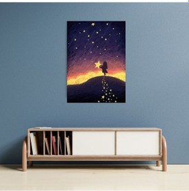 Resim Gökyüzünden Kayan Yıldız Temalı Mdf Tablo 20x28 Cm 