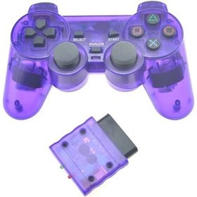Resim Şeffaf Mor-kablosuz Denetleyici 2.4g Gamepad Ps2 Konsolu İçin Çift Titreşim Joystick Joypad Usb Pc Oyun Controle 