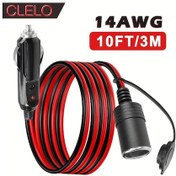 Resim Boatshop1 Clelo 10ft 3m 12 24v Agir Hizmet Tipi Araba Sigara Cakmagi Uzatma Kablosu 15a Sigortali Ledli 14awg Kirmizi Siyah Tel Erkek Disi Konnektor 