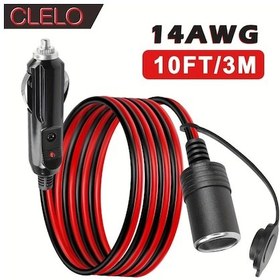 Resim Boatshop1 Clelo 10ft 3m 12 24v Agir Hizmet Tipi Araba Sigara Cakmagi Uzatma Kablosu 15a Sigortali Ledli 14awg Kirmizi Siyah Tel Erkek Disi Konnektor 