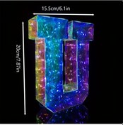 Resim Xuweiwei 1 Adet Led U Harfi Lamba - Usb Ve Pil İle Kombinlenebilir Dekoratif Işık U Harfi 
