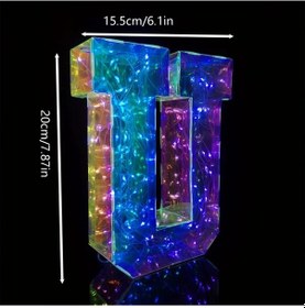 Resim Xuweiwei 1 Adet Led U Harfi Lamba - Usb Ve Pil İle Kombinlenebilir Dekoratif Işık U Harfi 