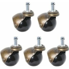 Resim Antika Mobilya Tekerlekleri, Pimli Masif Pirinç Tekerlekler, Mobilya, Masa Ve Dolaplar İçin Ağır Hizmet Tipi Çelik Konstrüksiyon Bronz, 5 Adet Diğer 